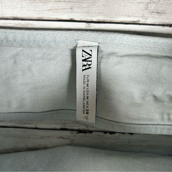 Zara Cropped Bandana Light Wash Denim Triangle Top Size M - Picture 7 of 7